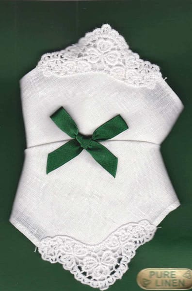 Women’s Irish Linen Handkerchiefs – Shamrock Lace 2 Pack - Baby & Christening Gifts - Image 1