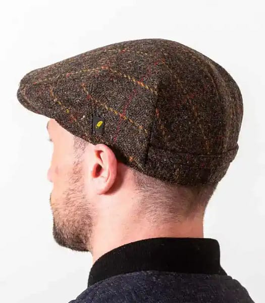 Brown Overcheck Donegal Tweed Dubliner Cap - Donegal Tweed - Image 1