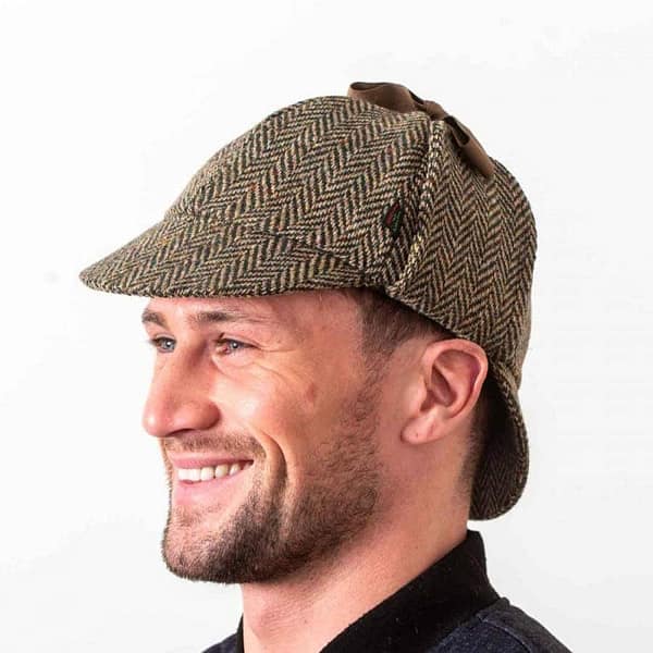 Deerstalker Sherlock Holmes Hat - Green Donegal Tweed - Hats | Caps | Clothing - Image 1