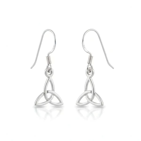Sterling Silver Trinity Knot Drop Earrings - Irish Gifts