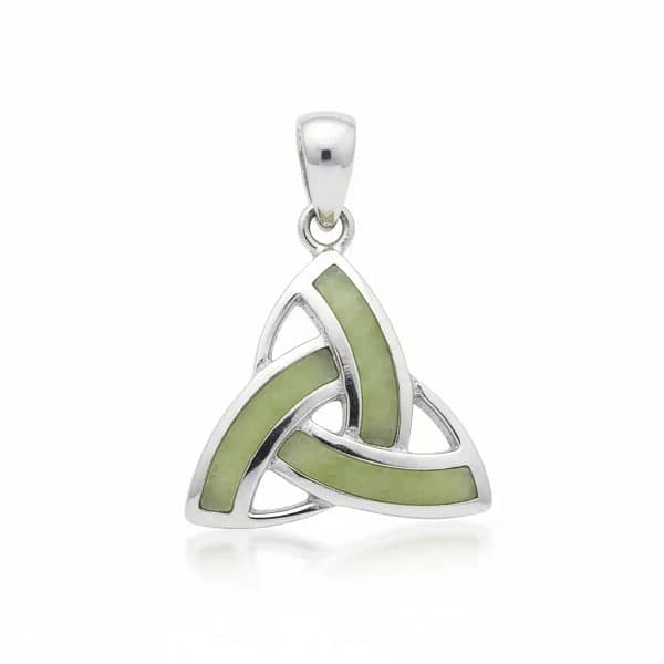 Sterling Silver Trinity Pendant with Connemara Marble – 18” Chain - Connemara Marble