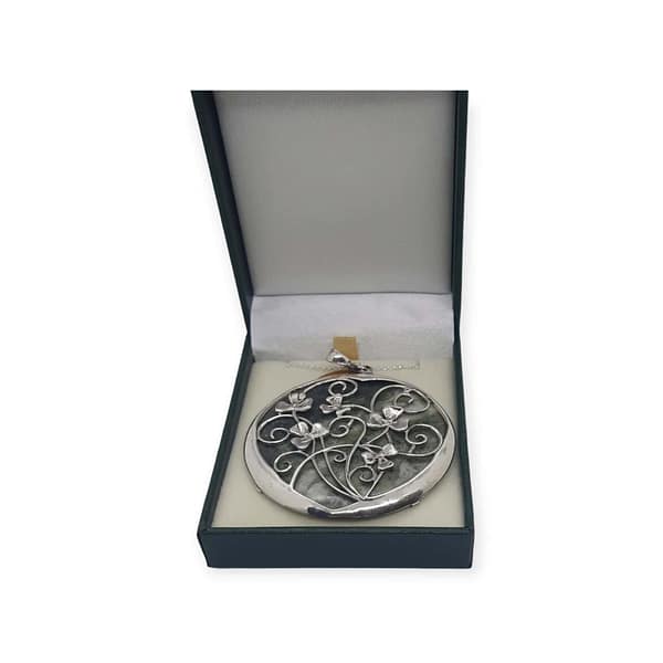 Large Connemara Marble Shamrock Pendant - Sterling Silver - Connemara Marble - Image 1
