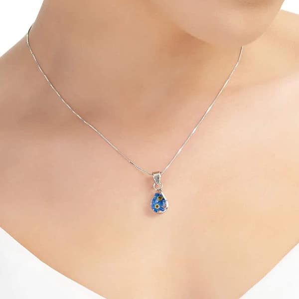 Shrieking Violet Forget-Me-Not Pendant – Silver Teardrop Design - Irish Gifts - Image 1