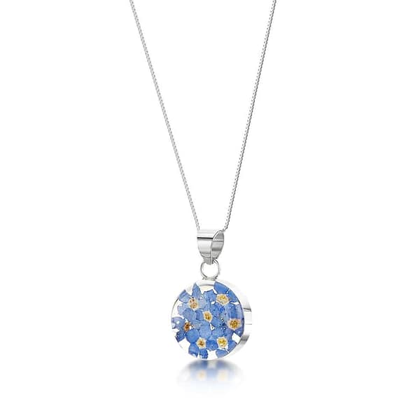 Shrieking Violet Forget-Me-Not Pendant – Silver Circle Design - Irish Gifts