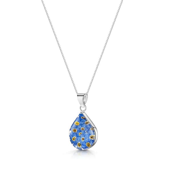 Real Flower Silver Pendant - Forget-Me-Nots - Medium Teardrop - Irish Gifts - Image 7