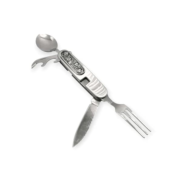 Shamrock Camping Tool – Handmade by Mullingar Pewter - Irish Bar/Guinness - Image 1