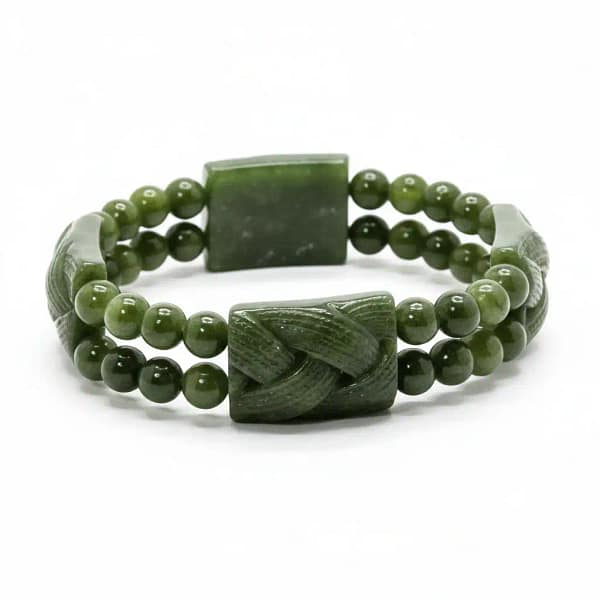 Connemara Marble Double Bracelet with Celtic Knot Panels - Connemara Marble