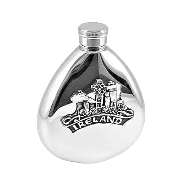 Irish Icons Hip Flask – 6oz Mullingar Pewter Stainless Steel - Irish Bar/Guinness - Image 1