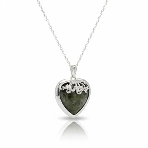 Connemara Marble Sterling Silver Heart Shaped Pendant - Connemara Marble