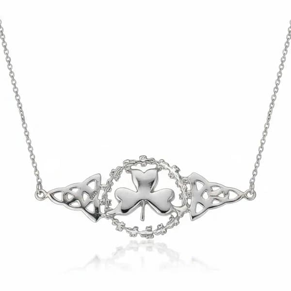 Connemara Marble Sterling Silver Shamrock Necklet - Connemara Marble - Image 1