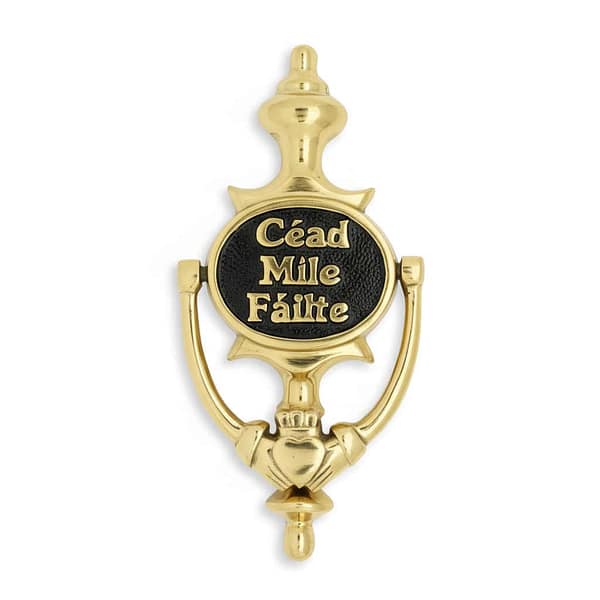 Brass Claddagh Door Knocker – “Céad Míle Fáilte” Design - Irish Bar/Guinness