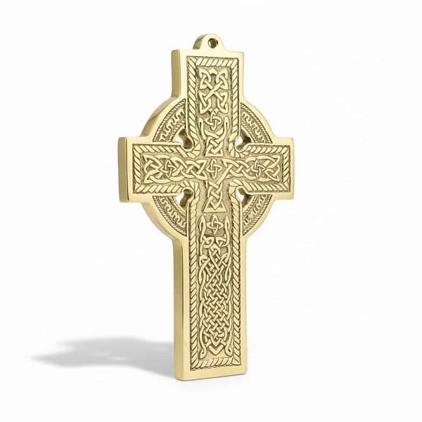 Brass Celtic Cross – Intricate Knotwork Wall Decoration - Irish Bar/Guinness