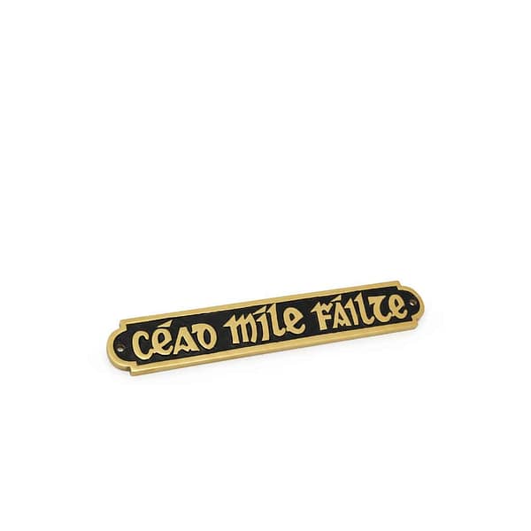 Brass Wall Plaque – “Céad Míle Fáilte” on Black Background - Irish Bar/Guinness