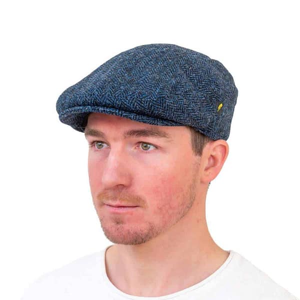 Harris Tweed Flat Cap – Blue Herringbone - Hats | Caps | Clothing