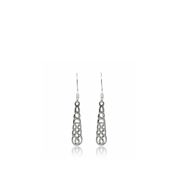 Sterling Silver Medium Celtic Knot Drop Earrings - Irish Gifts