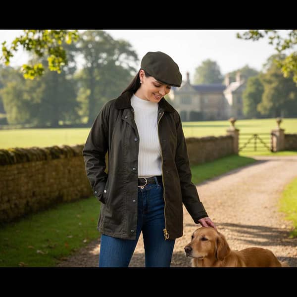 Women’s Waxed Jacket – Green Wax | Midi-Length Irish Outerwear - Clothing Collection