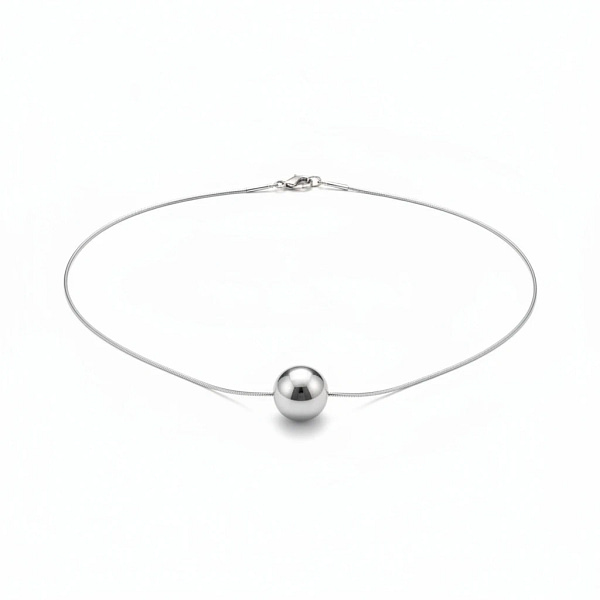 Sterling Silver 11mm Ball Bead Necklet on Snake Chain - Irish Gifts
