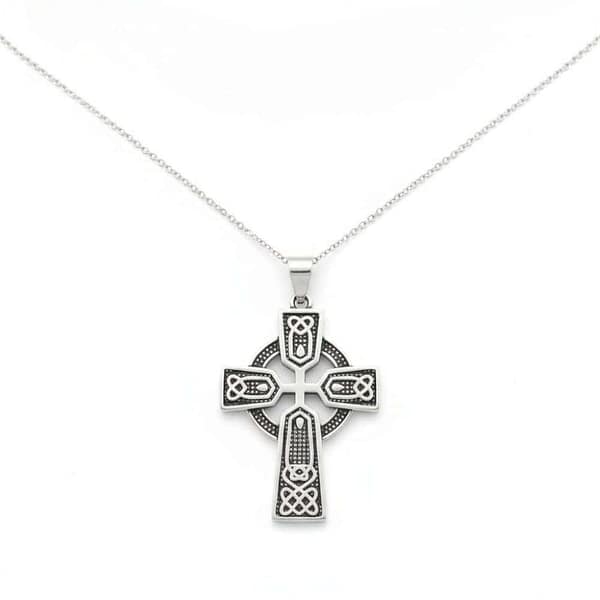 Sterling Silver Medium Celtic Cross with Knots - Irish Gifts