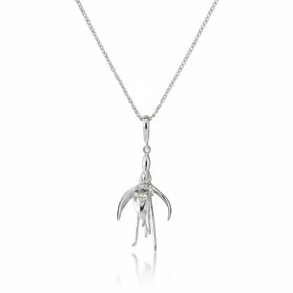 Sterling Silver Medium Fuchsia Flower Pendant Necklace - Irish Gifts