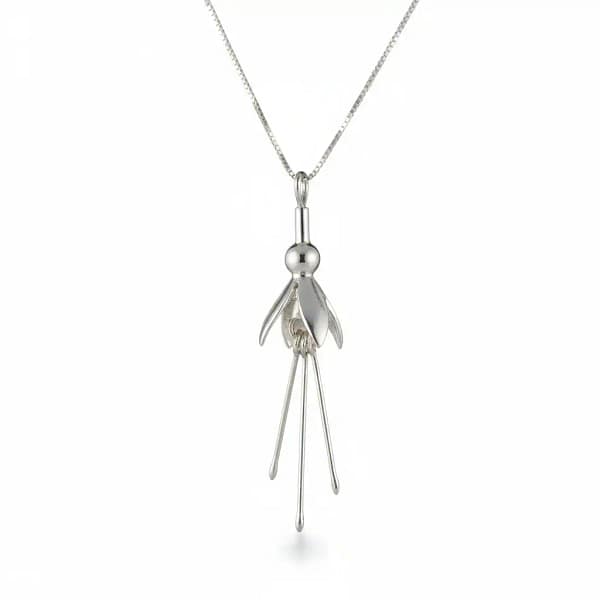 Sterling Silver Long Fuchsia Flower Pendant Necklace - Irish Gifts