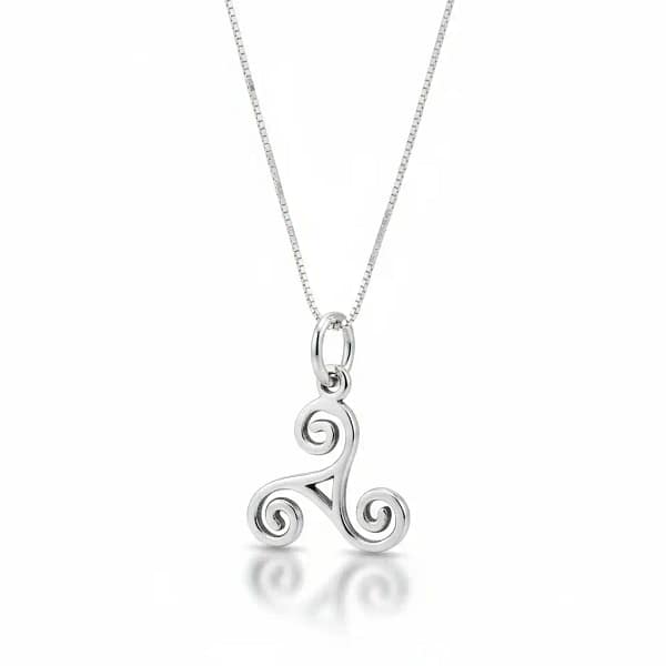 Sterling Silver Small Triskele Pendant Necklace - Irish Gifts