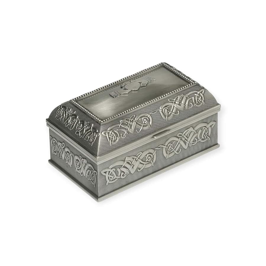 Large Claddagh Jewellery Box – Mullingar Pewter - Irish Gifts - Image 2