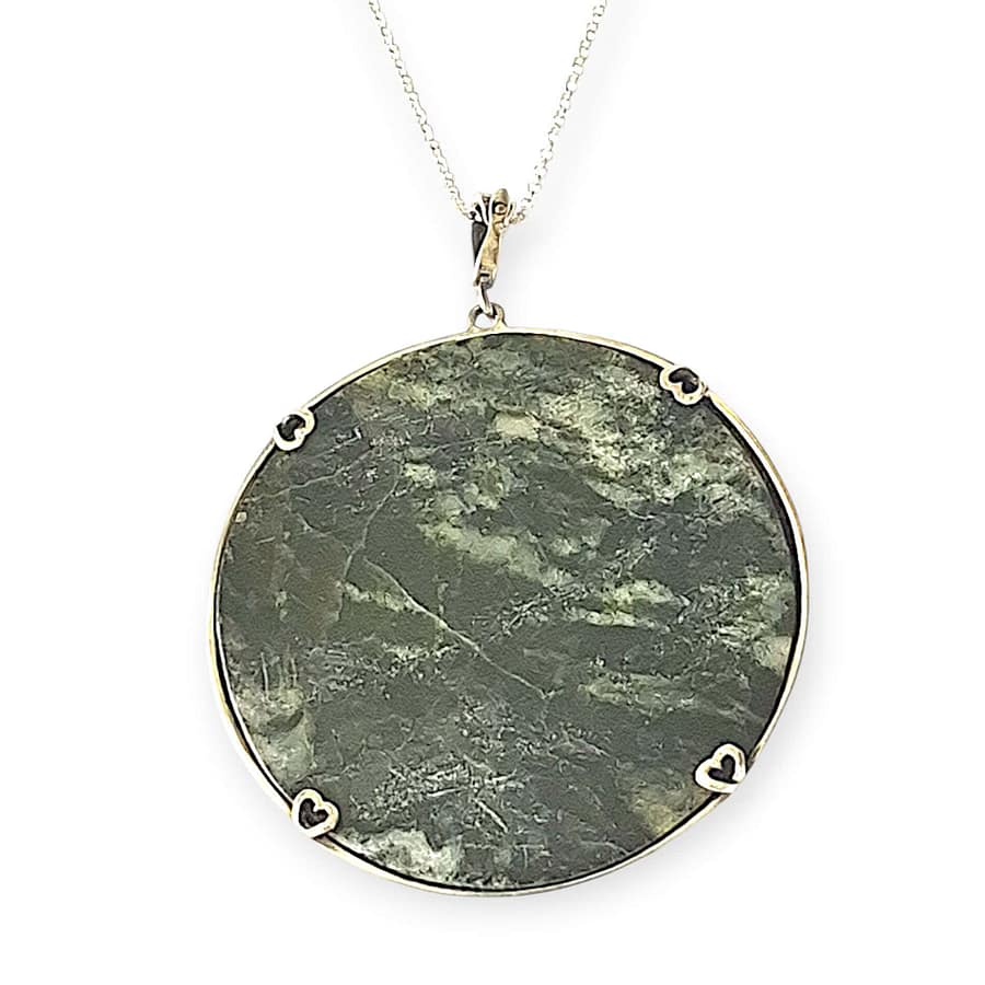 Large Connemara Marble Shamrock Pendant - Sterling Silver - Connemara Marble - Image 3