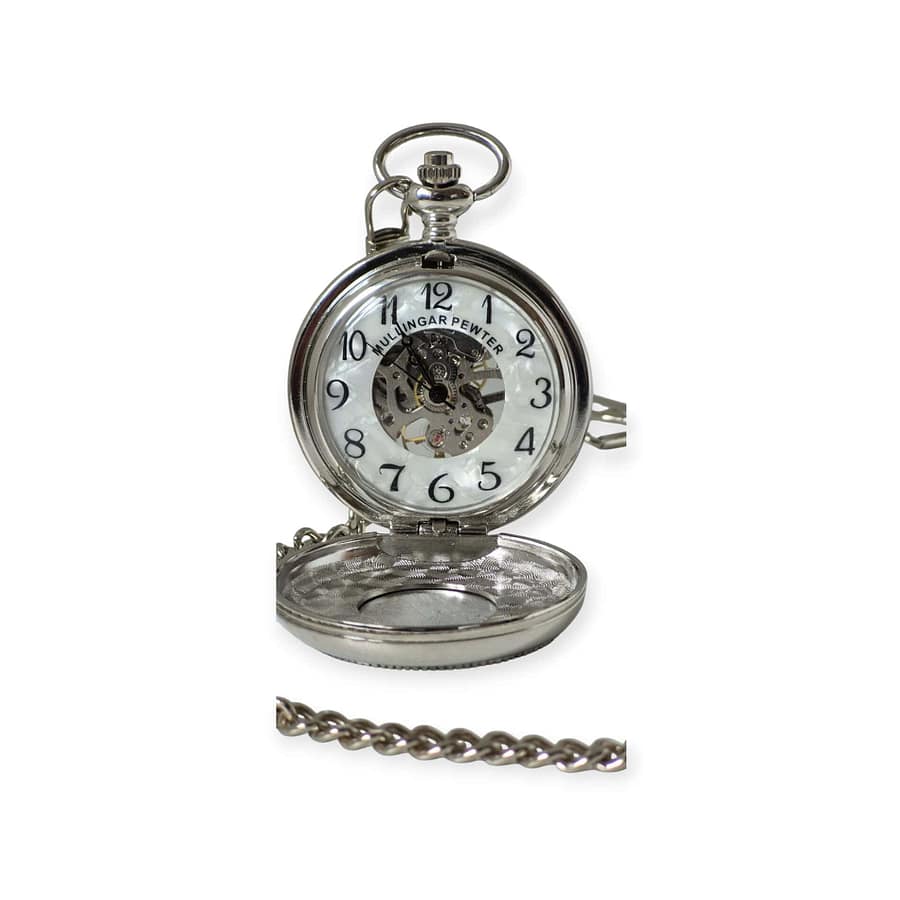 Mechanical Pocket Watch with Claddagh – Mullingar Pewter - Irish Gifts - Image 3