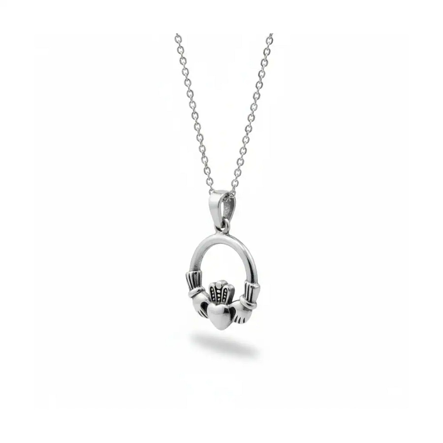Sterling Silver Small Claddagh Pendant - Baby & Christening Gifts