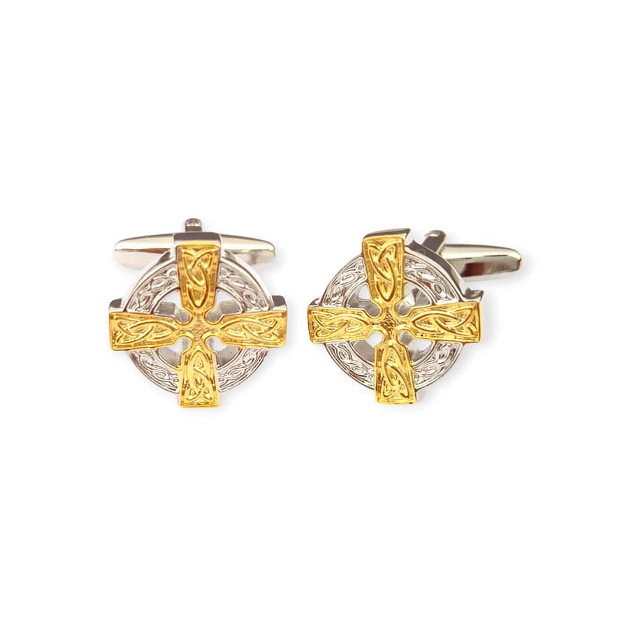 Celtic Cross Cufflinks – Two-Tone Finish - Irish Gifts - Image 2