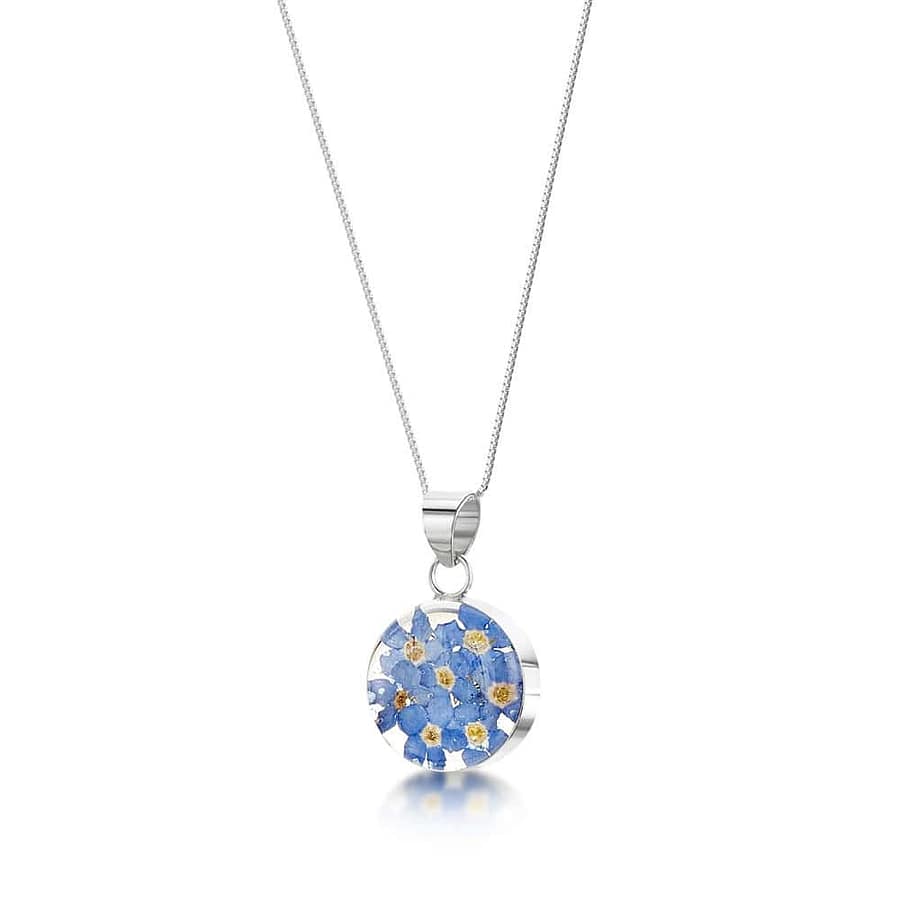 Shrieking Violet Forget-Me-Not Pendant – Silver Circle Design - Irish Gifts