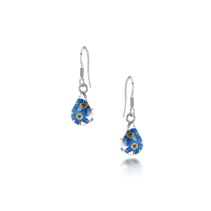 Forget-Me-Not Silver Drop Earrings – Teardrop Design - Confirmation Gifts