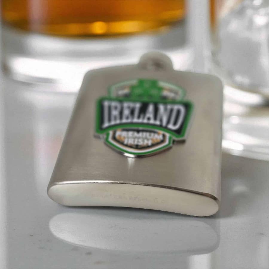 Ireland Shamrock Whiskey Flask – Stainless Steel - Irish Bar/Guinness - Image 2