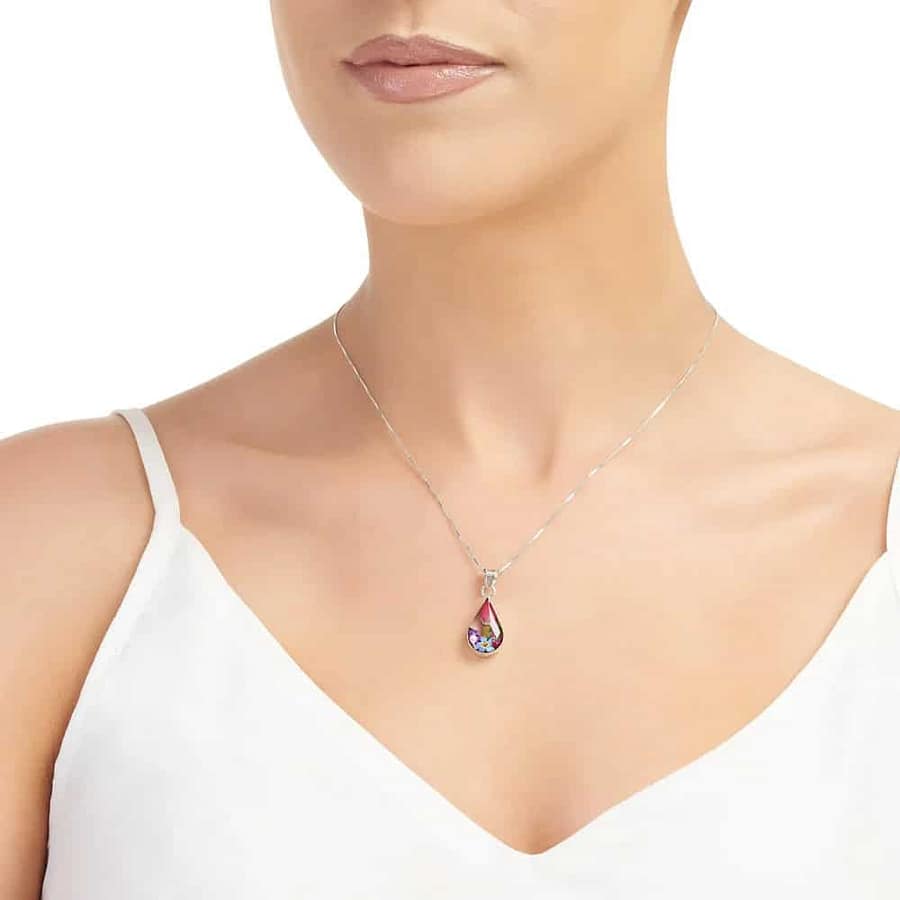 Shrieking Violet Mixed Flowers Teardrop Pendant – Real Flowers - Irish Gifts - Image 6