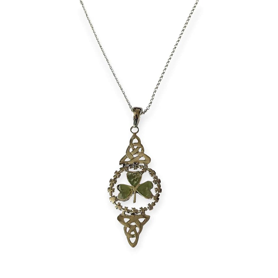 Connemara Marble Sterling Silver Shamrock Pendant - Connemara Marble