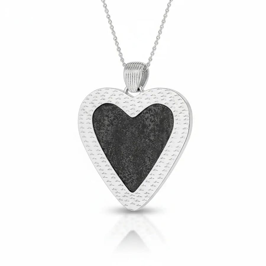 Silver-Plated Connemara Marble Heart Pendant – Shamrock Design - Connemara Marble - Image 2