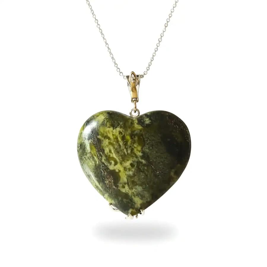 Silver-Plated Connemara Marble Tree of Life Heart Pendant – 35mm - Connemara Marble - Image 2