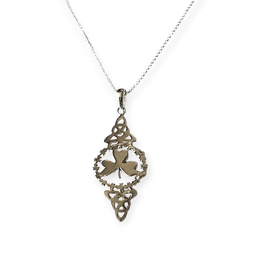 Connemara Marble Sterling Silver Shamrock Pendant - Connemara Marble - Image 1