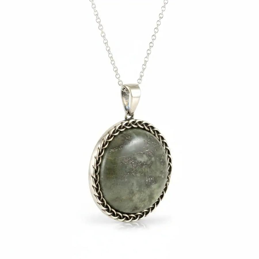 Connemara Marble Sterling Silver Round Pendant - Connemara Marble