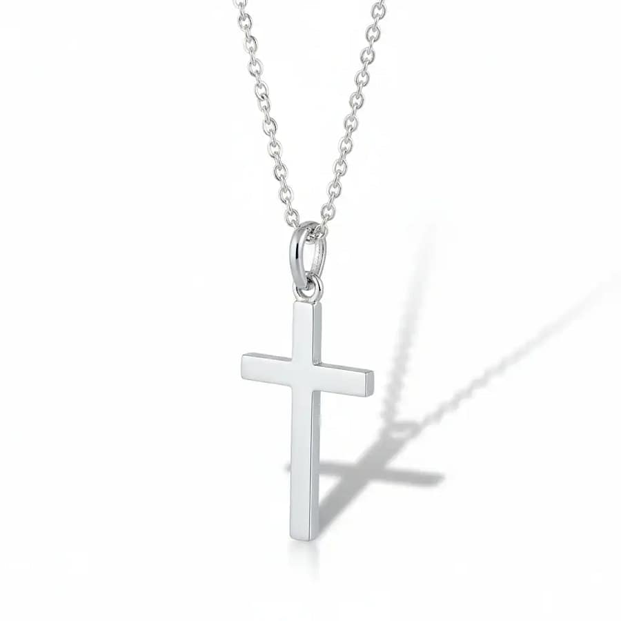 Sterling Silver Plain Cross Necklace – Classic 18” Chain - Irish Gifts - Image 2