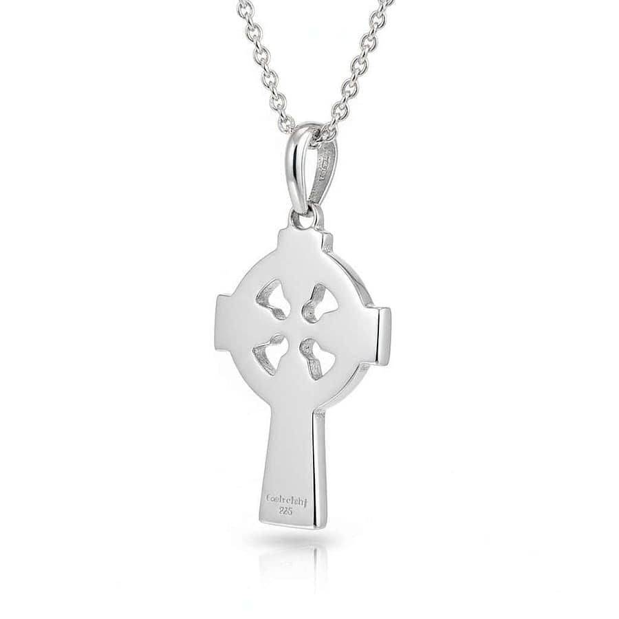 Sterling Silver Small Celtic Cross with Etched Knots – 18” Chain - Irish Gifts - Image 2