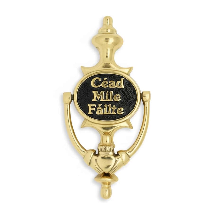Brass Claddagh Door Knocker – “Céad Míle Fáilte” Design - Irish Bar/Guinness