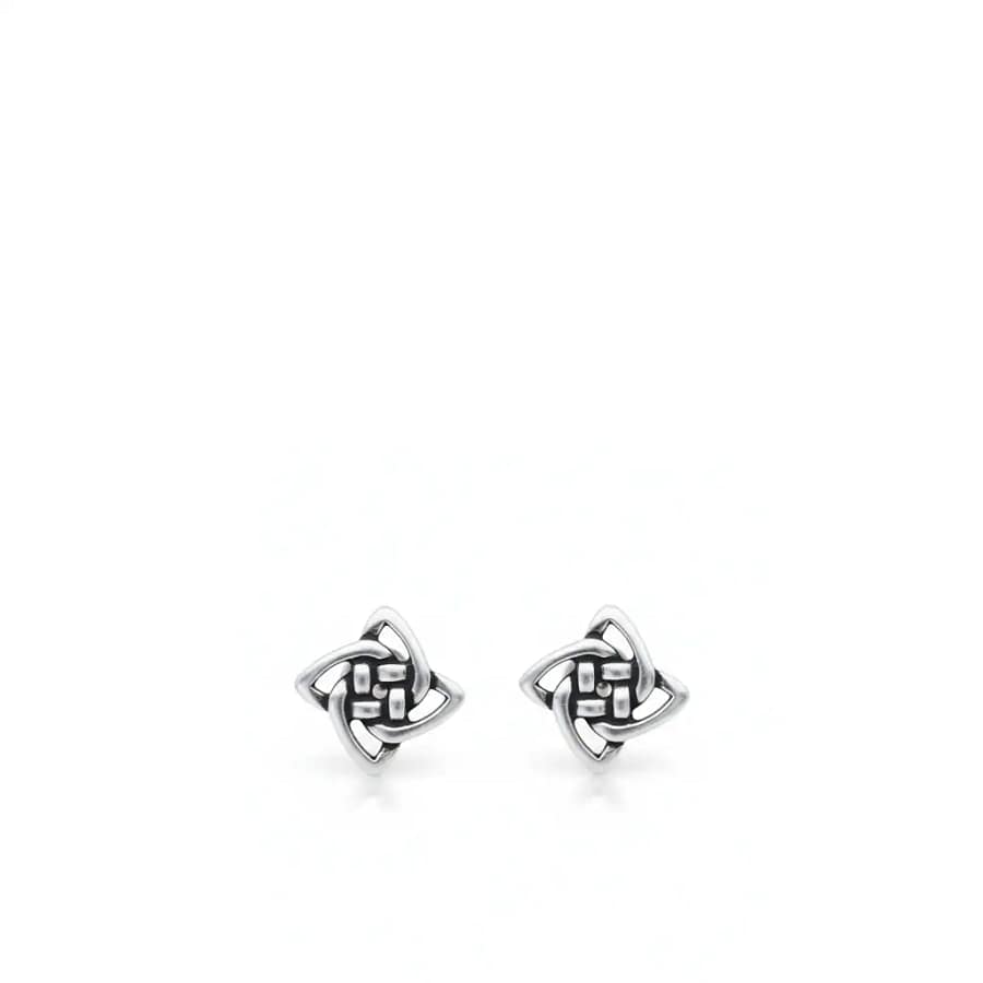 Sterling Silver Small Square Celtic Knot Stud Earrings - Irish Gifts