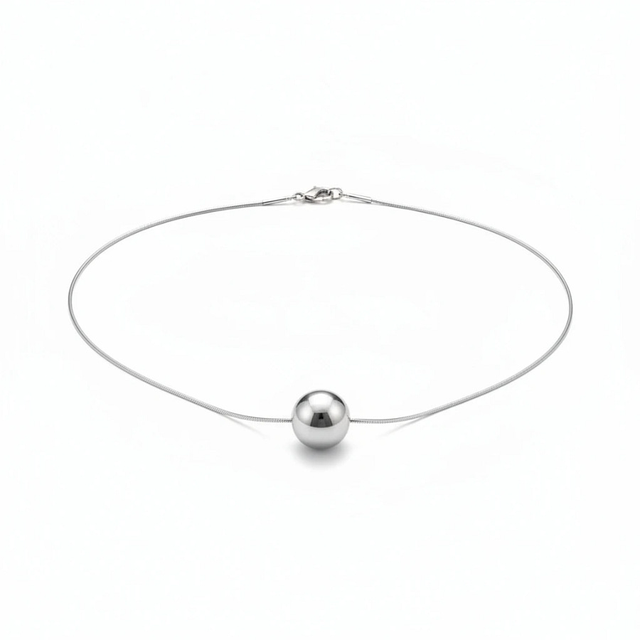 Sterling Silver 11mm Ball Bead Necklet on Snake Chain - Irish Gifts