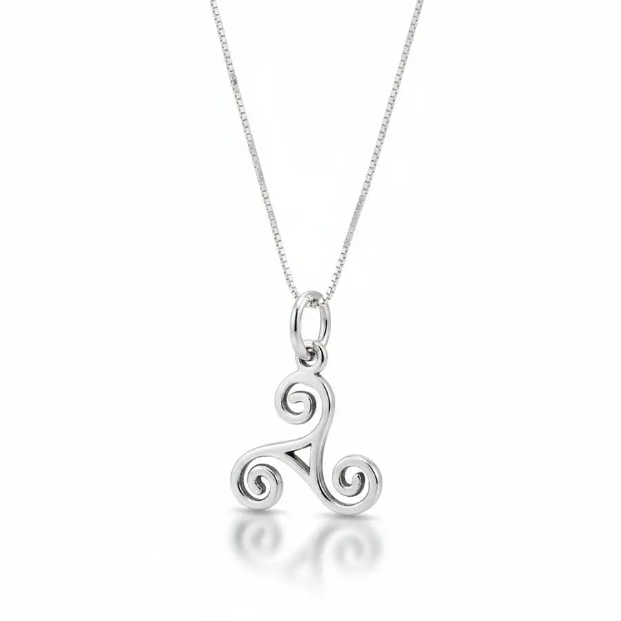 Sterling Silver Small Triskele Pendant Necklace - Irish Gifts